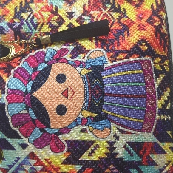 Aztec Mexico Tote Bag Purse with Little Girls in Traditional Dress Colorful - Picture 2 of 12